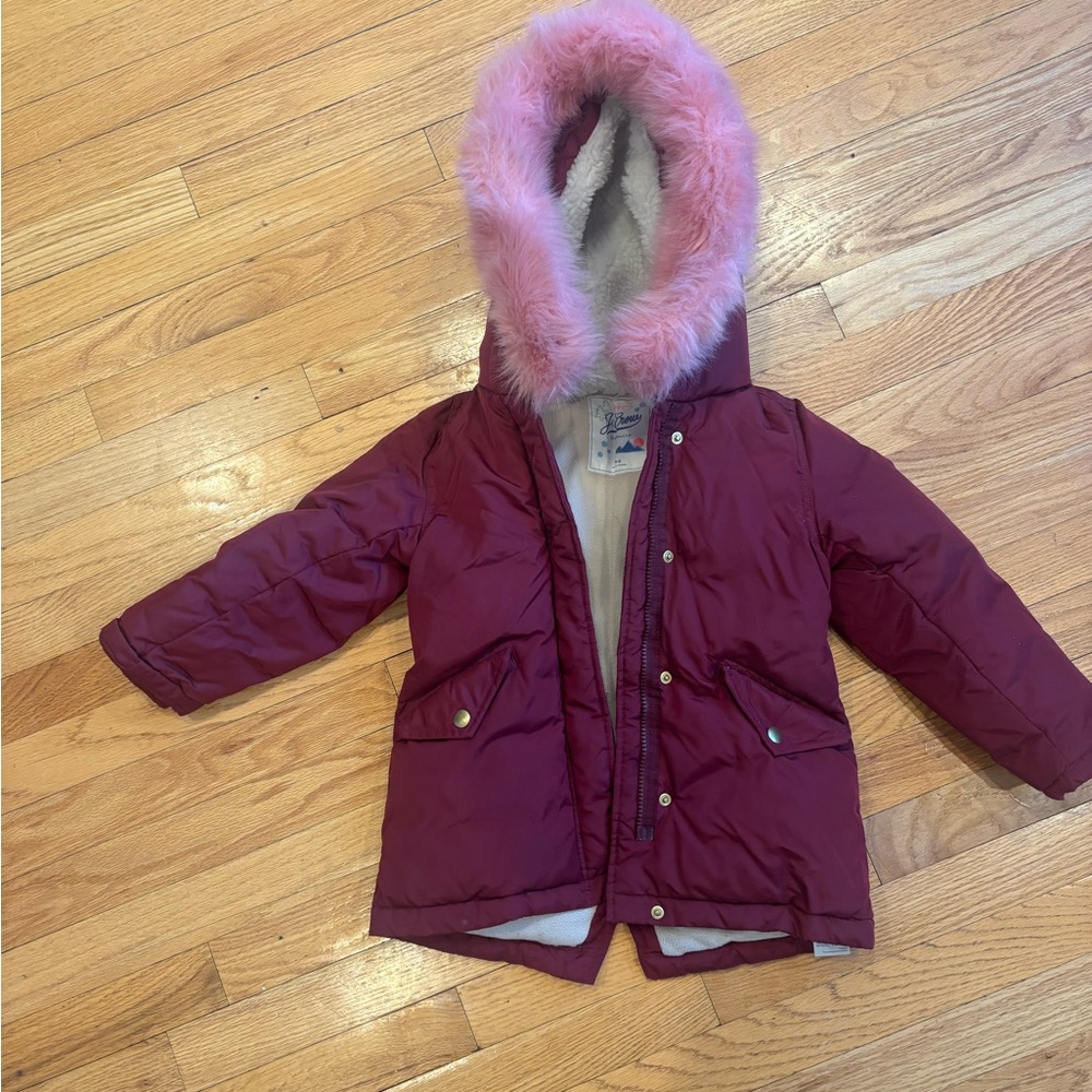 J. Crew CrewCuts Girls Fishtail Parka w Faux Fur lined Hood - sz 4/5